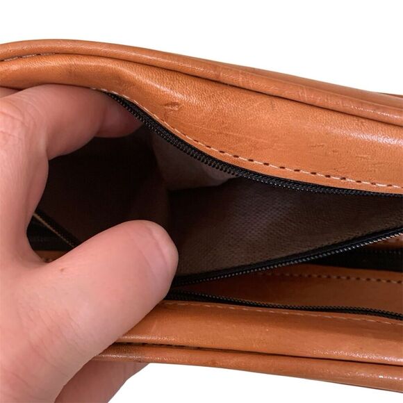 Genuine Mexican Leather Hand Tooled Bag Purse Floral Design Brown Mexico Western - Picture 10 of 13